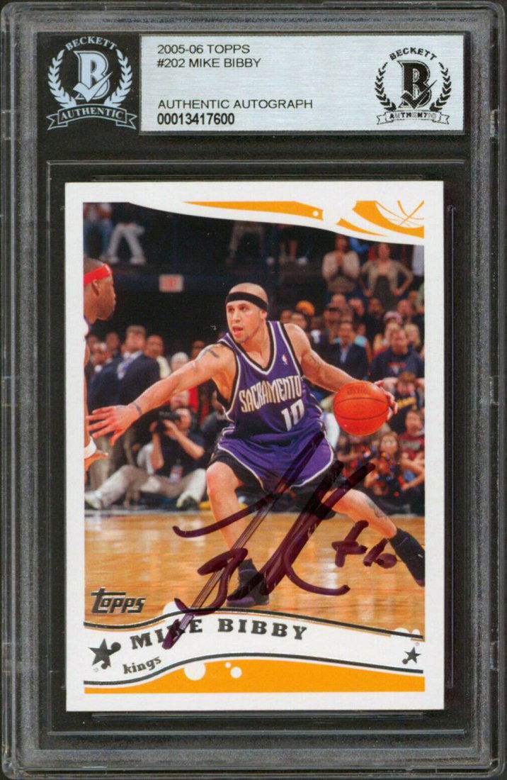 Kings Mike Bibby Signed 2005 Topps #202 Card BAS Slabbed (1 of 1)