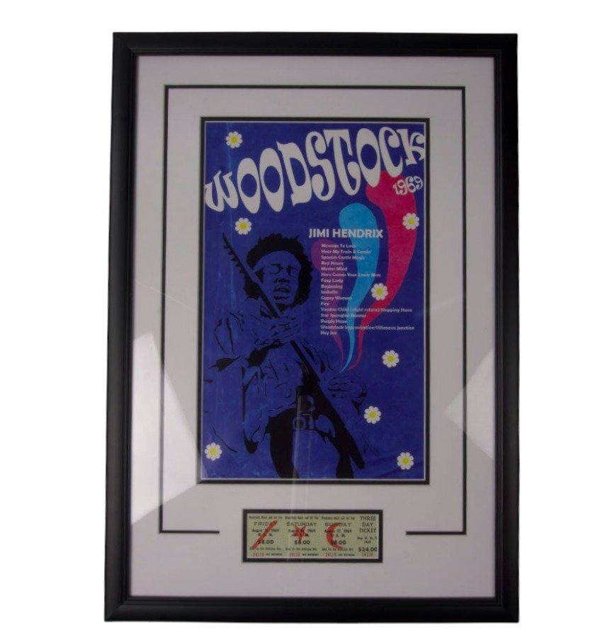 Woodstock Framed Poster Photo Display With Original Ticket (1 of 1)