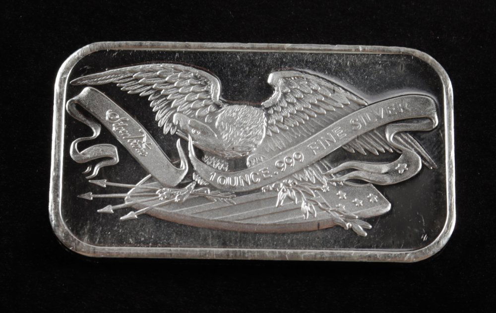 1 Oz .999 Fine Silver "Eagle" Silvertowne Mint Silver Bullion Bar (1 of 2)