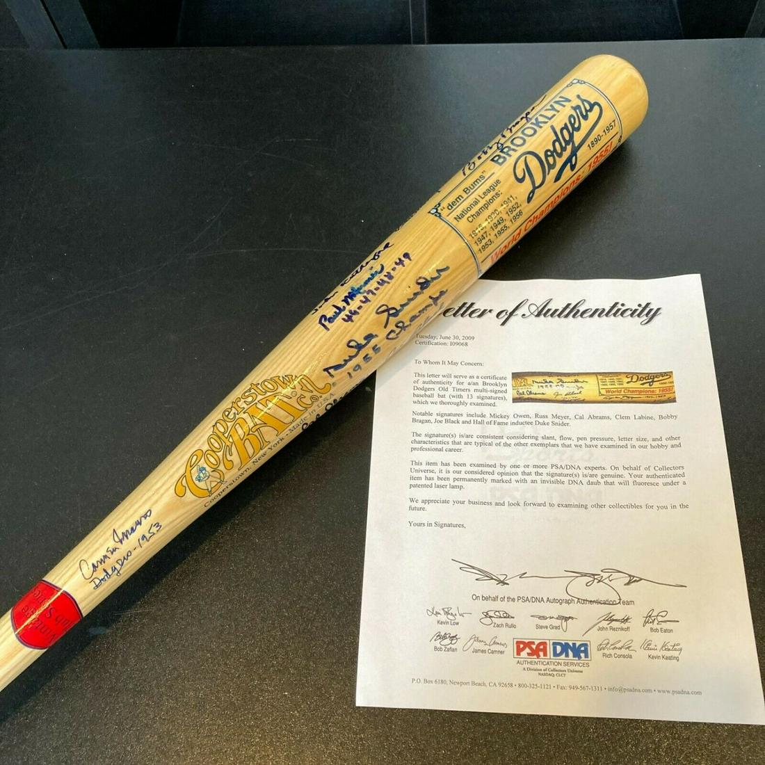 Brooklyn Dodgers Legends Signed Baseball Bat (PSA LOA) (1 of 2)