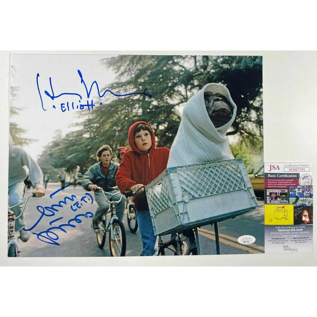 Henry Thomas & Matthew DeMeritt Dual Signed E.T. 11x14 (JSA COA): Henry Thomas & Matthew DeMeritt Dual Signed E.T. 11x14 (JSA COA)