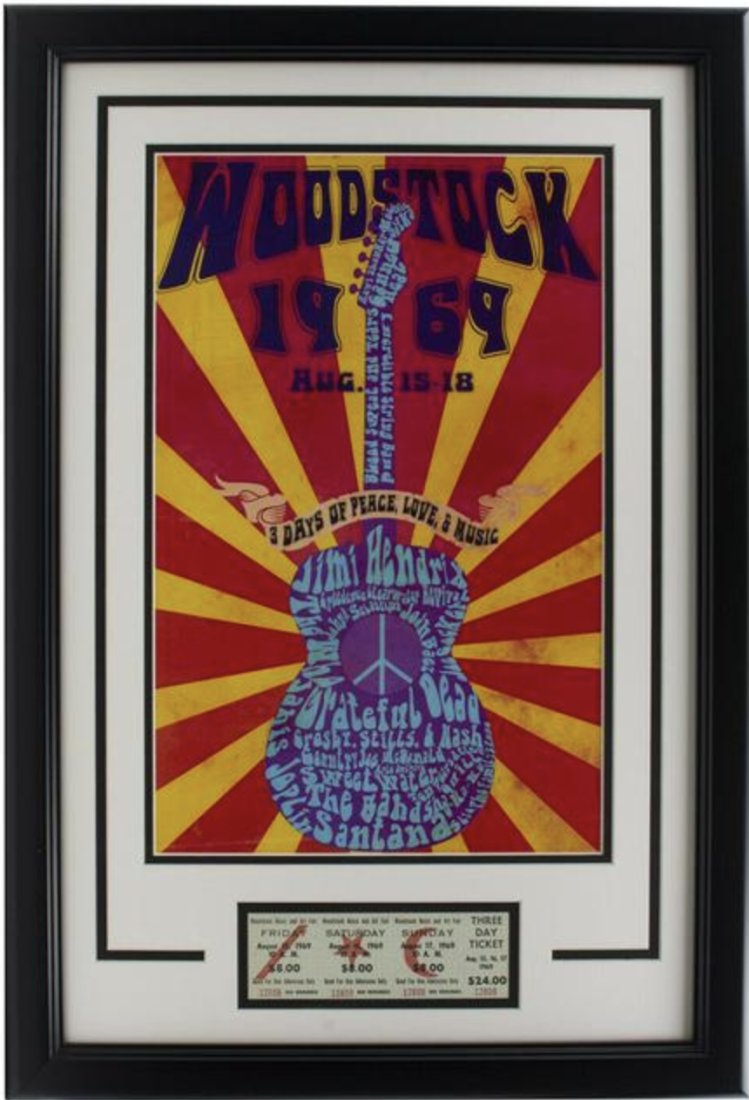 Woodstock 1969 11x17 Framed Poster Photo w/ Original Ticket (1 of 1)