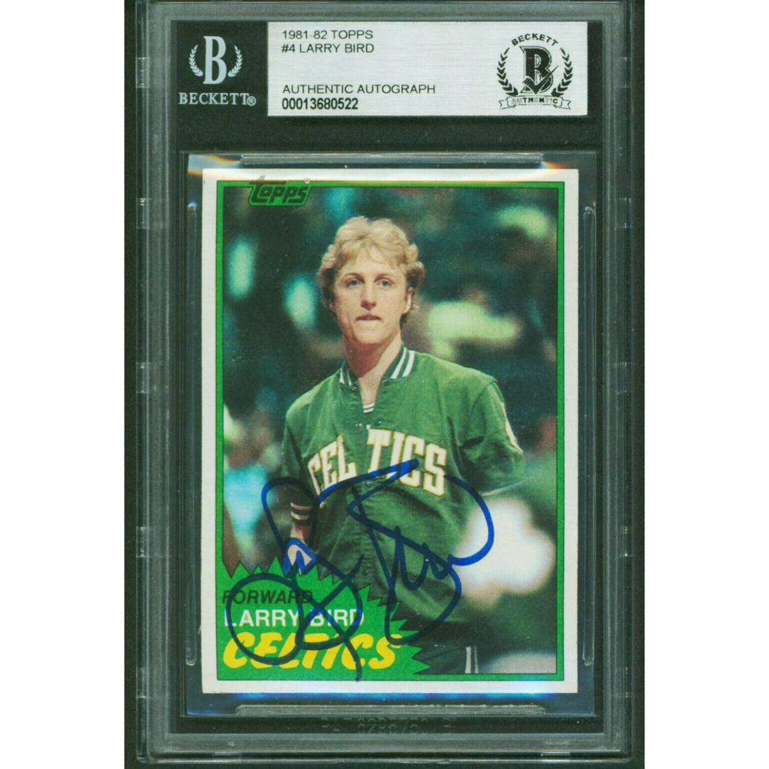 Larry Bird Signed 1981 Topps #4 Card BAS Slabbed (1 of 1)