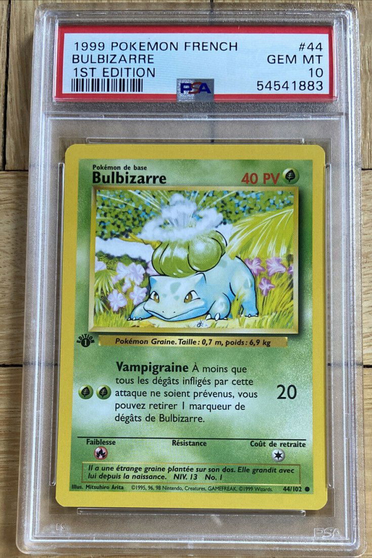 1999 Pokemon 1st Edition French Bulbasaur #44 PSA 10: 1999 Pokemon 1st Edition French Bulbasaur #44 PSA 10
