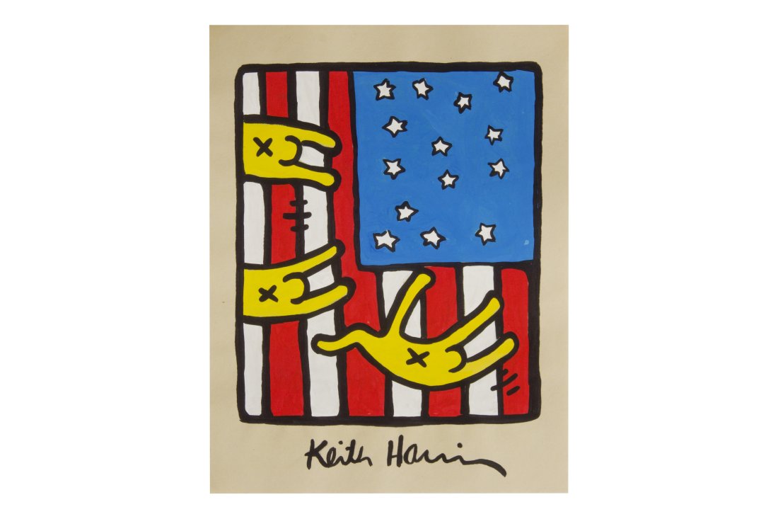 RARE Keith Haring Authentic Drawing on Vintage Paper SIGNED and Stamped by Haring Estate: RARE Keith Haring Authentic Drawing on Vintage Paper SIGNED and Stamped by Haring Estate