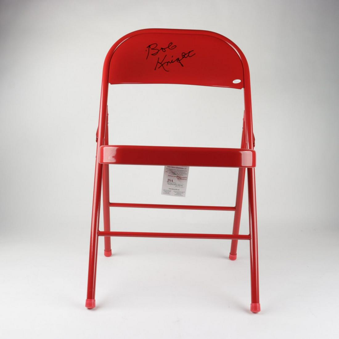 Bobby Knight Signed Red Metal Folding Chair (JSA COA) (1 of 1)