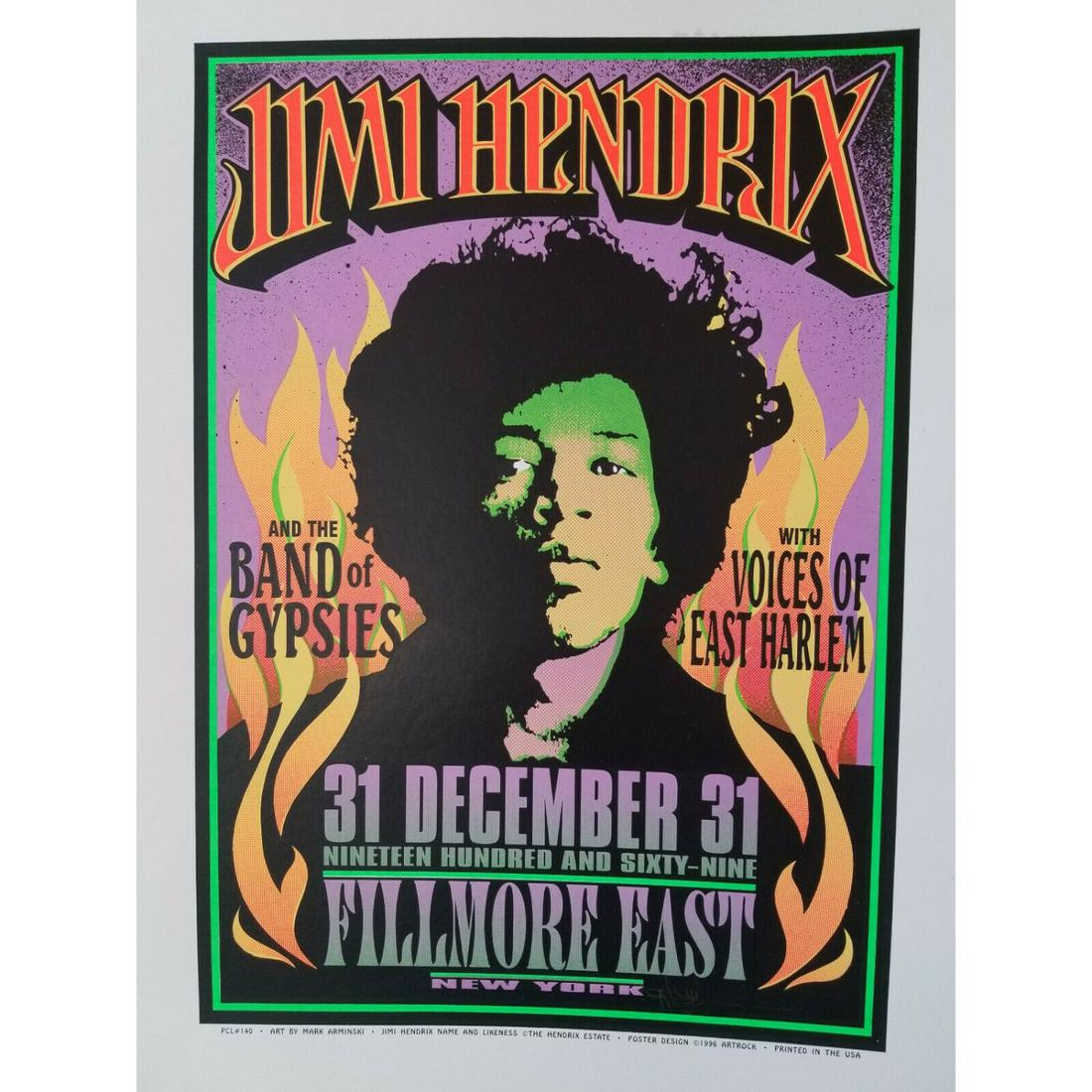 Jimi Hendrix Poster Fillmore East NYC 1969 Mark Arminski SIGNED (1 of 2)