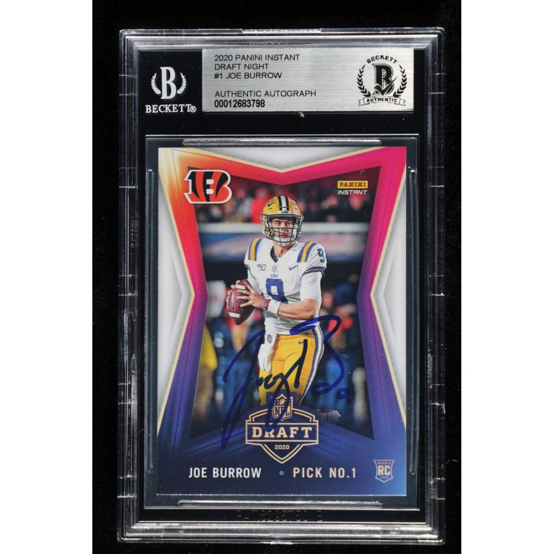 Joe Burrow Signed 2020 Panini Instant Draft Night #1 (BGS Encapsulated) (1 of 1)