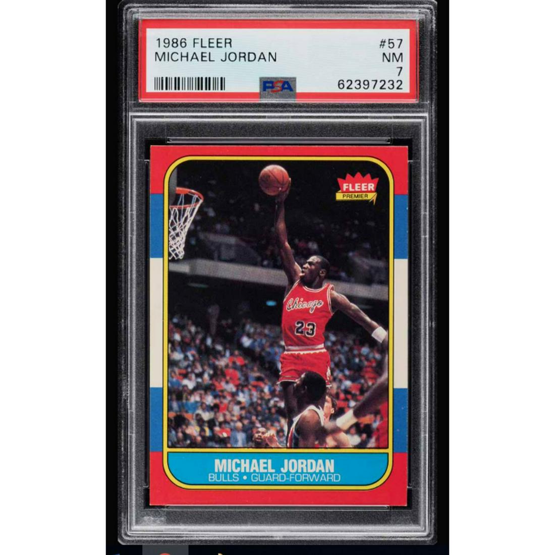 1986 Fleer #57 MICHAEL JORDAN PSA 7 (1 of 2)