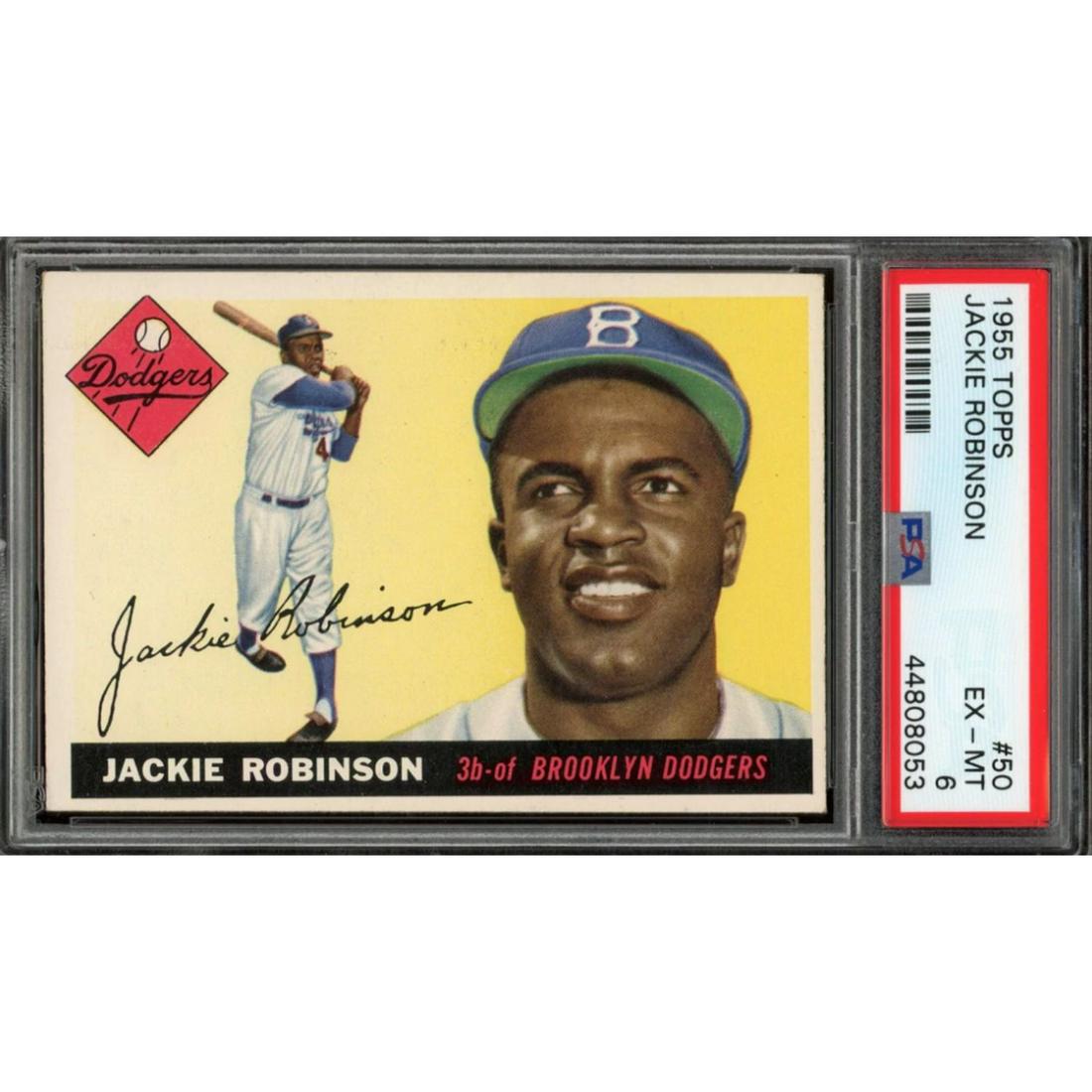 1955 Topps #50 Jackie Robinson HOF Brooklyn Dodgers PSA 6 (1 of 2)