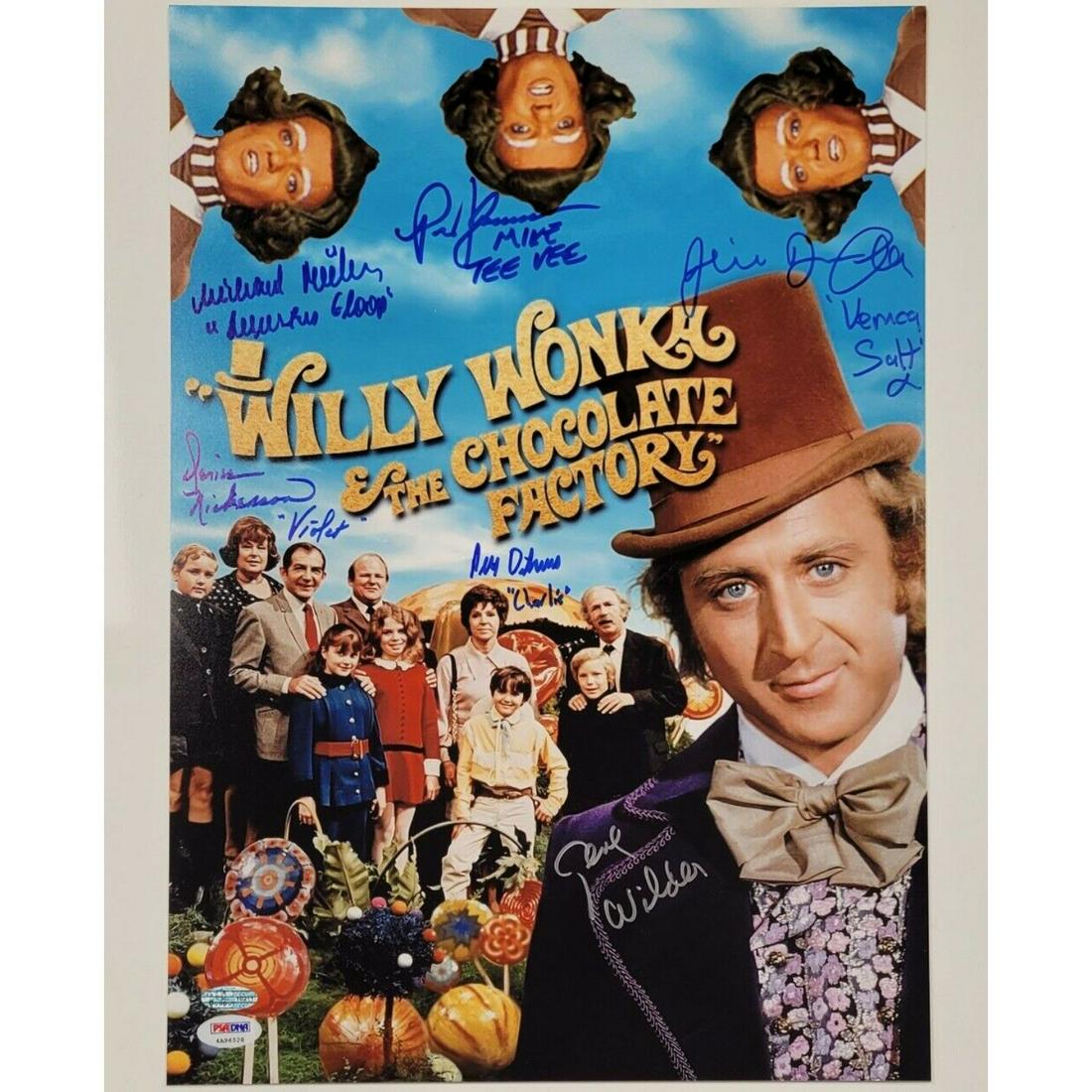Gene Wilder + Willy Wonka 6 Autos Cast Signed 12x17 Photo (BAS LOA) (1 of 2)