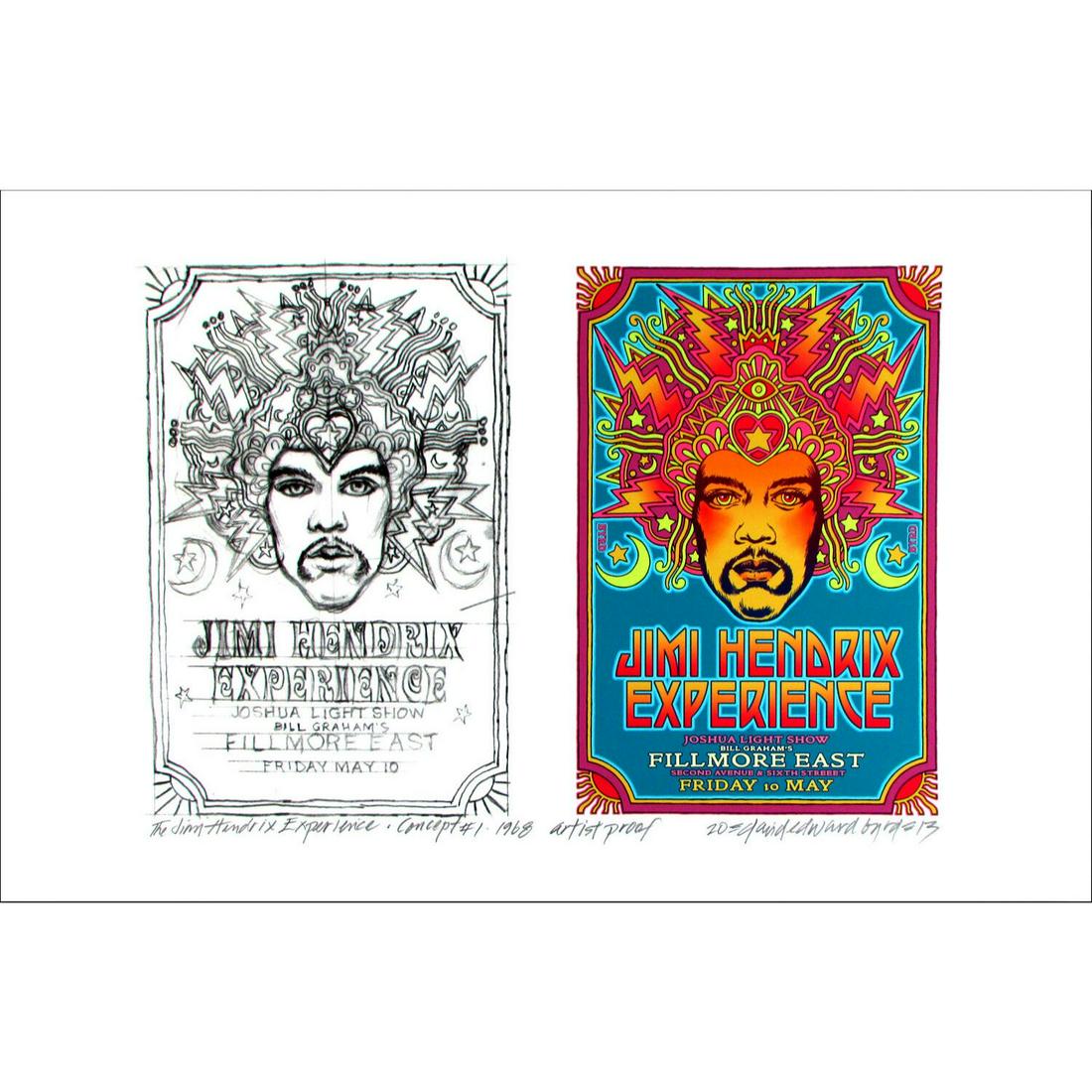 Jimi Hendrix '68 Fillmore East Early Poster Idea & Sketch Signed David Byrd (1 of 1)