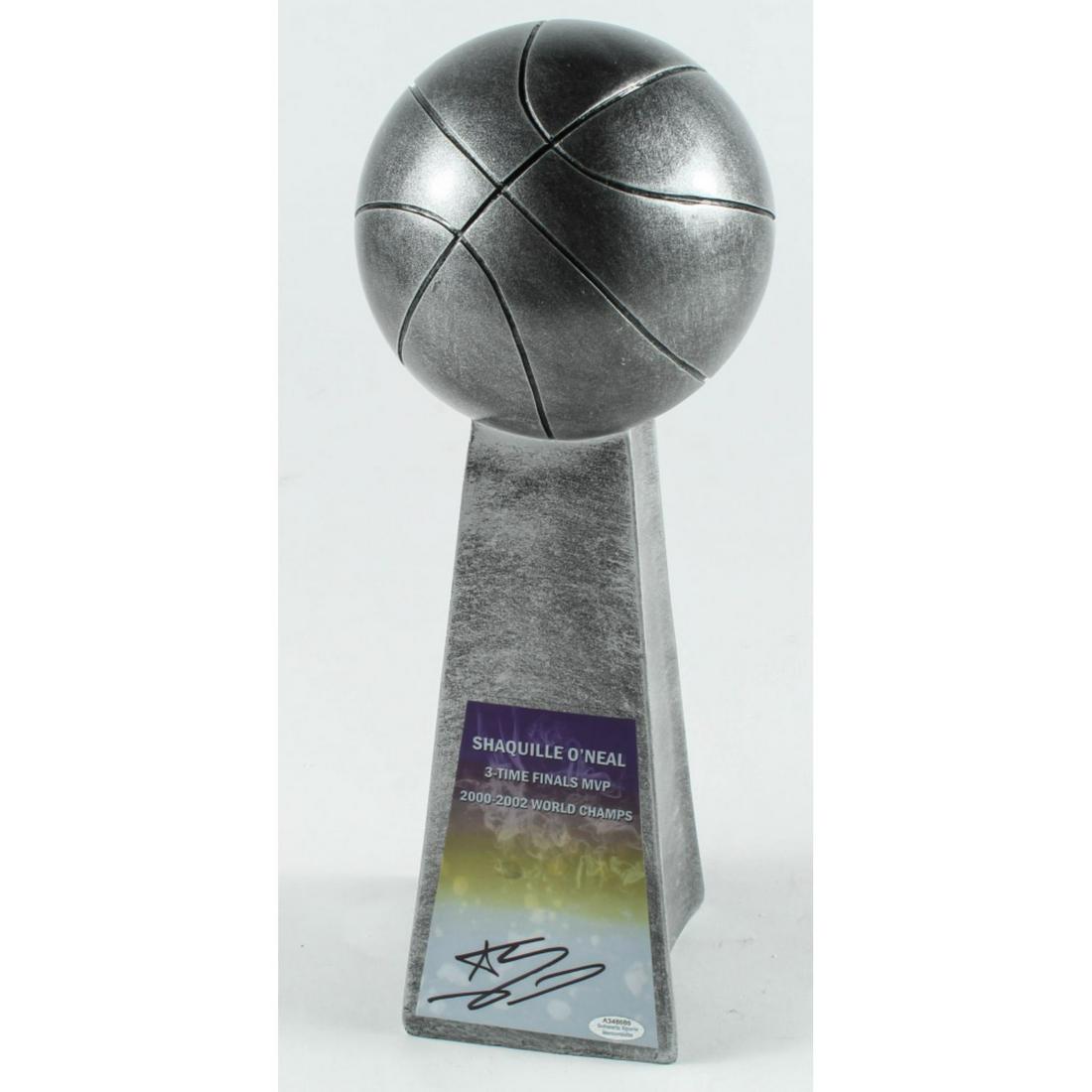 Shaquille O'Neal Signed Hall of Fame 14â€ Championship Basketball Trophy Smudged (Schwartz COA) (1 of 1)
