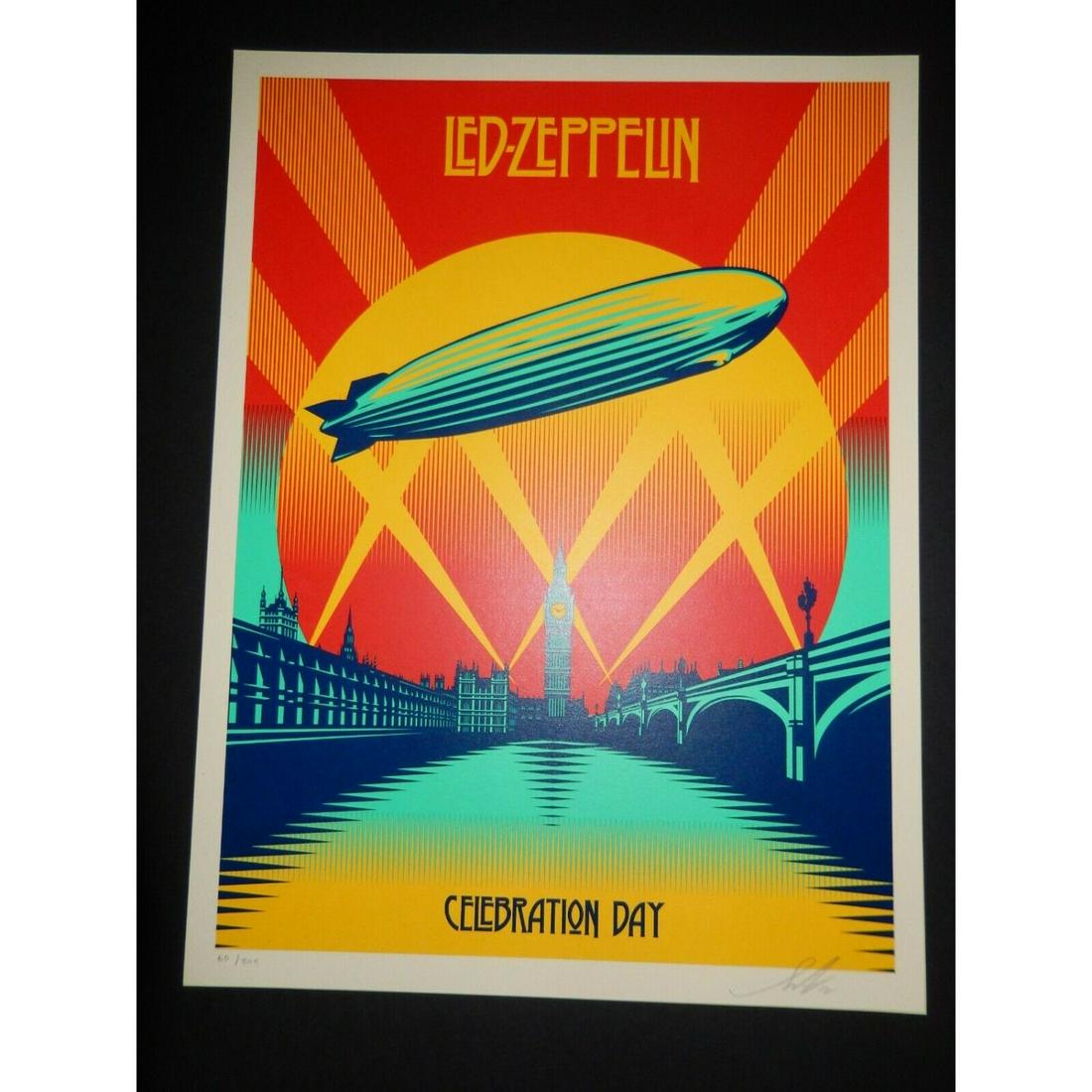 2012 Led Zeppelin Poster Celebration Day L/E Silk Screen Print Shepard Fairey (1 of 2)