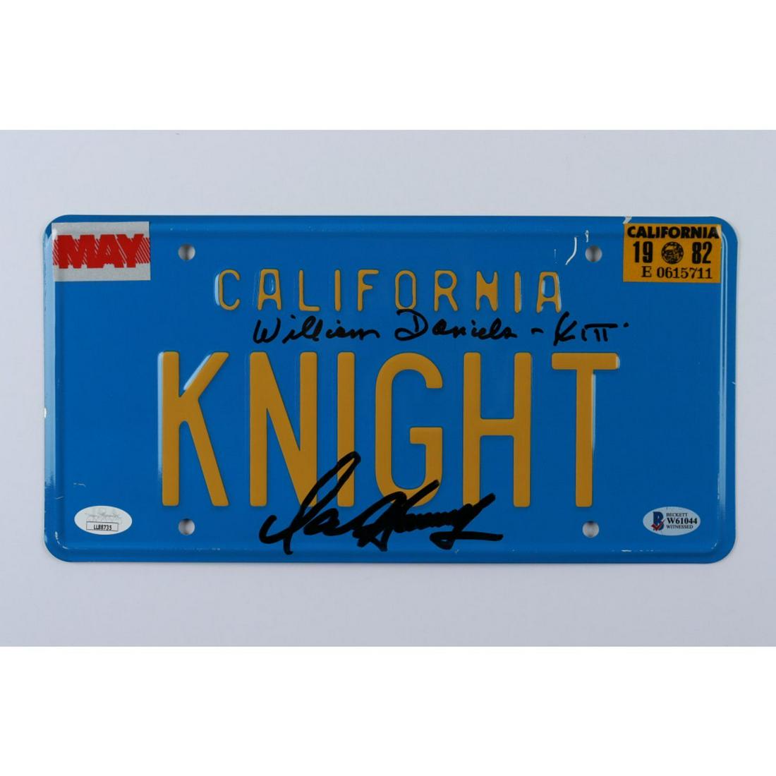 David Hasselhoff & William Daniels Signed "Knight Rider" 6x12 License Plate Inscribed "Kitt" (1 of 1)