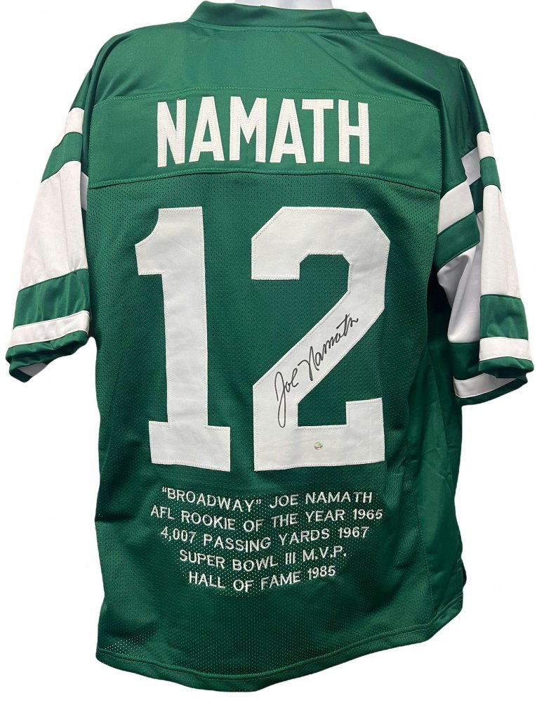 Joe Namath Signed Career Highlight Stat Jersey (Steiner) (1 of 1)