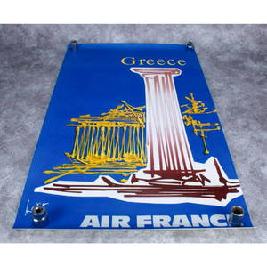 Vintage Air France Travel Poster Original Georges Mathieu Greece (23x39)