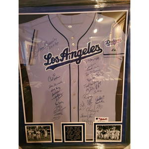 LA Dodgers Legends Signed & Framed Jersey (JSA LOA)