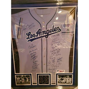 LA Dodgers Legends Signed & Framed Jersey (JSA LOA): LA Dodgers Legends Signed & Framed Jersey (JSA LOA)