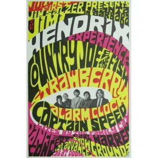 Jimi Hendrix Experience 1967 Original Earl Warren Showgrounds Concert Poster: Jimi Hendrix Experience 1967 Original Earl Warren Showgrounds Concert Poster