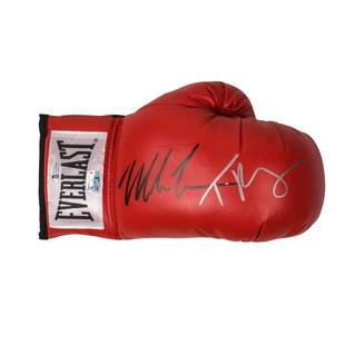 Mike Tyson + Tyson Fury Signed Red Glove (BAS COA): Mike Tyson + Tyson Fury Signed Red Glove (BAS COA)