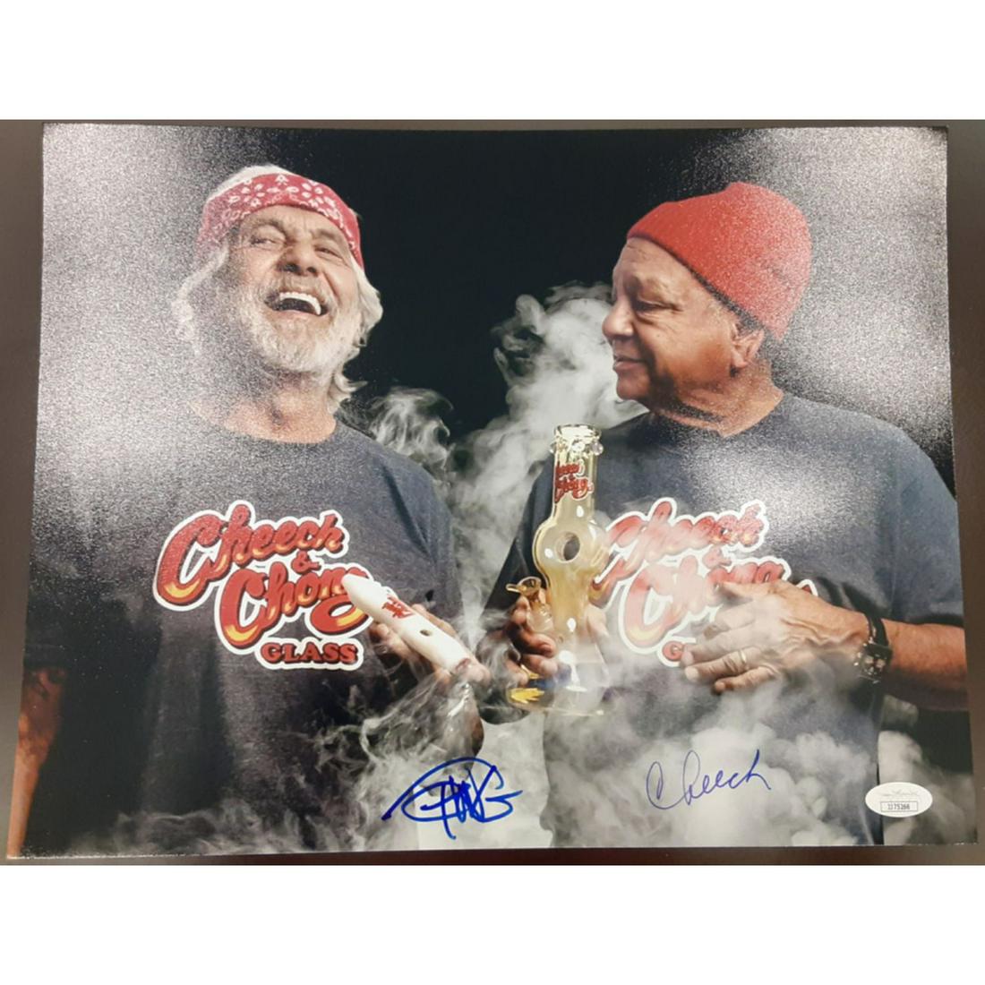 Cheech Marin & Tommy Chong Signed 8x10 Photo (JSA COA) Red Hat Holding Bong (1 of 1)