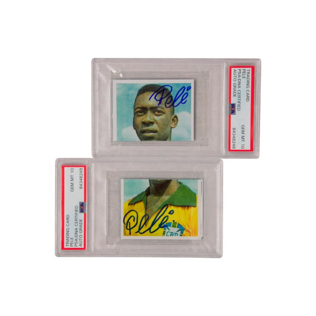 Pele Signed Dual Card Panini Brazil #66 #67 PSA 10 AUTO (1 of 1)