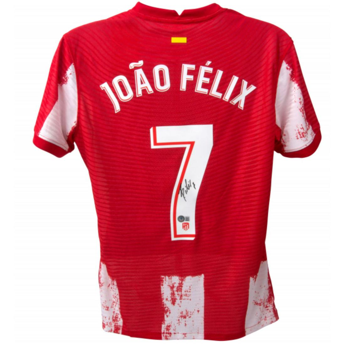 Joao Felix Signed Athletico Madrid Home 21-22' Jersey (Beckett COA): Joao Felix Signed Athletico Madrid Home 21-22' Jersey (Beckett COA)