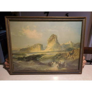 Vintage 1920s THOMAS MORAN Print "Indian Caravan Going To Green River" (17" x 13")