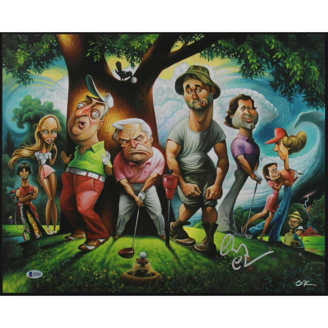 Chevy Chase Caddyshack Signed 16x20 O'Keefe Lithograph (BAS Witnessed) (1 of 1)