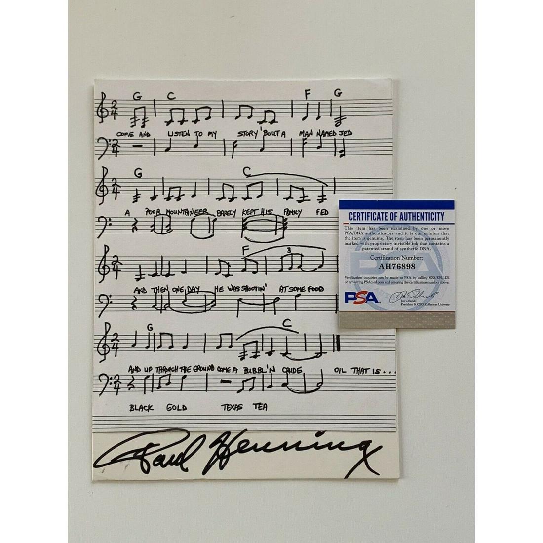 Paul Henning Producer Screenwriter Signed  Sheet Music (PSA COA) (1 of 1)