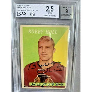 1958 Bobby Hull Rookie Card Signed BGS 2.5/9: 1958 Bobby Hull Rookie Card Signed BGS 2.5/9