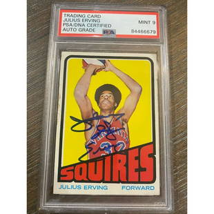 1972 Topps Rookie Julius Erving Autograph PSA 9 AUTO: 1972 Topps Rookie Julius Erving Autograph PSA 9 AUTO