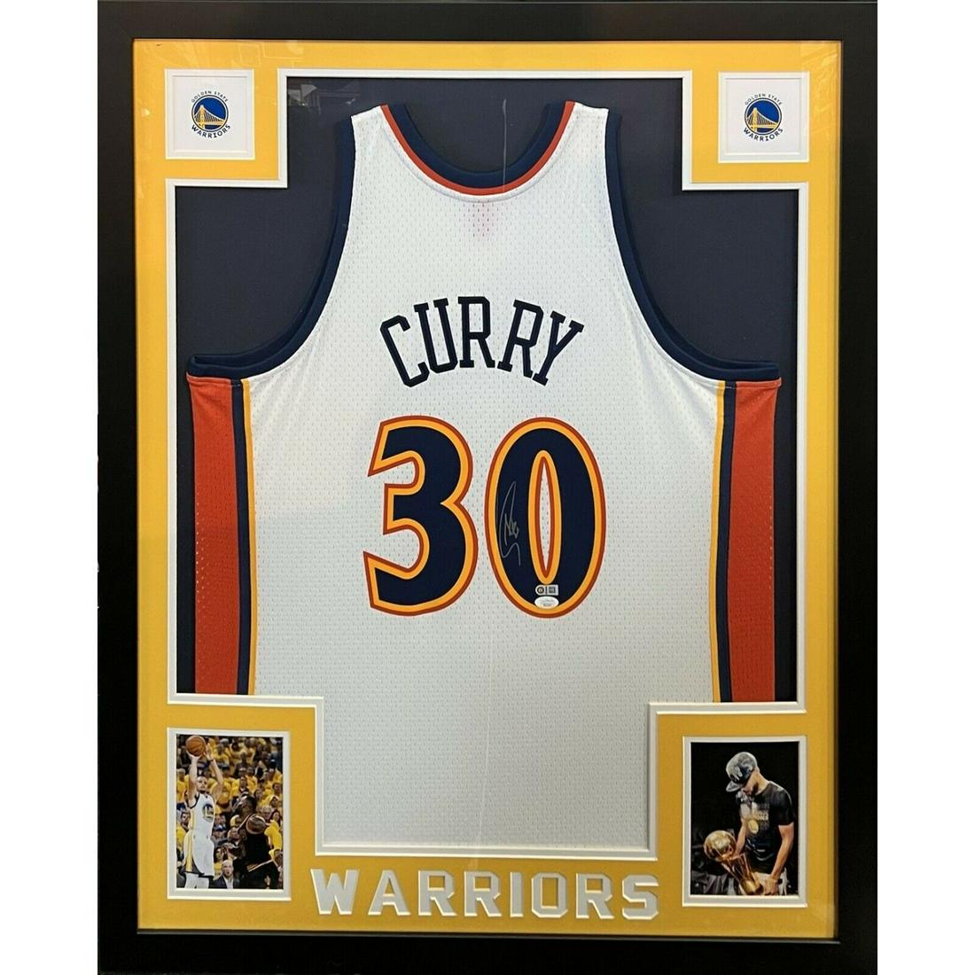 Stephen Curry Signed Framed M&N 2009/2010 Rookie Year Warriors Jersey (JSA COA) (1 of 1)