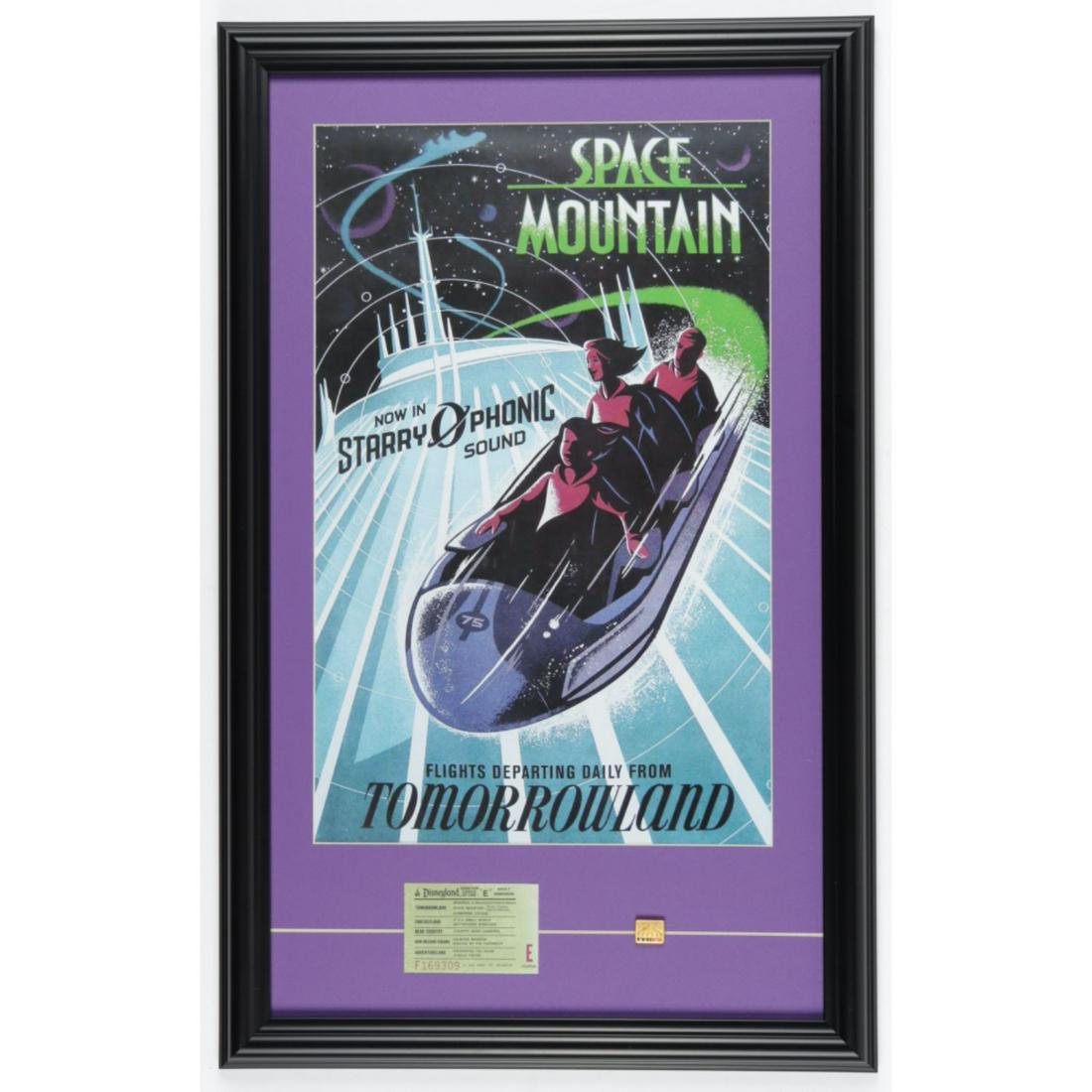 Disneyland Space Mountain Tomorrowland 15x24 Custom Framed Display with Vintage Ticket & FedEx (1 of 1)