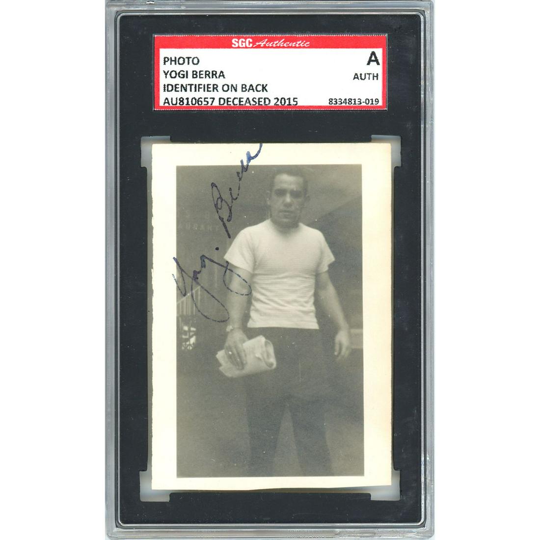 Yogi Berra Autographed 2.5x3.5 Photo New York Yankees Vintage Signed In 1952 SGC (1 of 1)