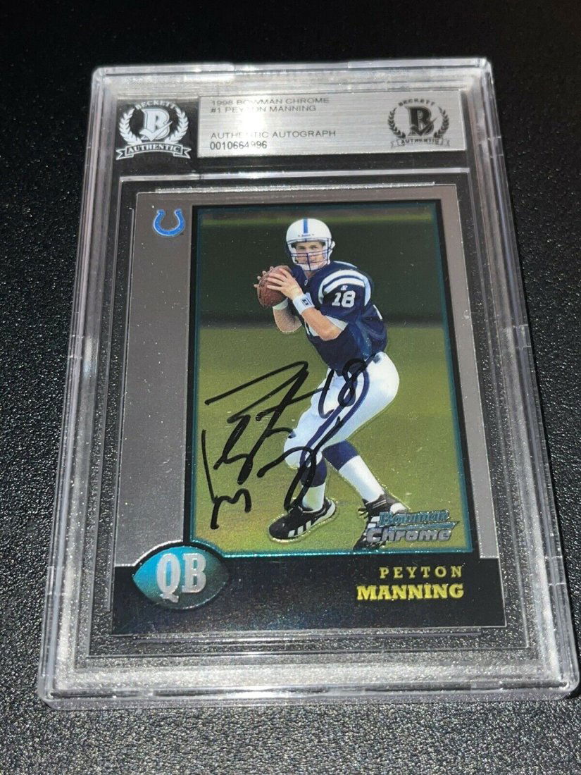PEYTON MANNING SIGNED 1998 BOWMAN CHROME ROOKIE CARD BECKETT SLABBED (1 of 1)