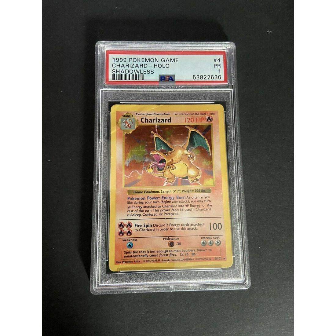Pokemon Card Charizard Holo PR 1 Shadowless PSA Graded (1 of 1)