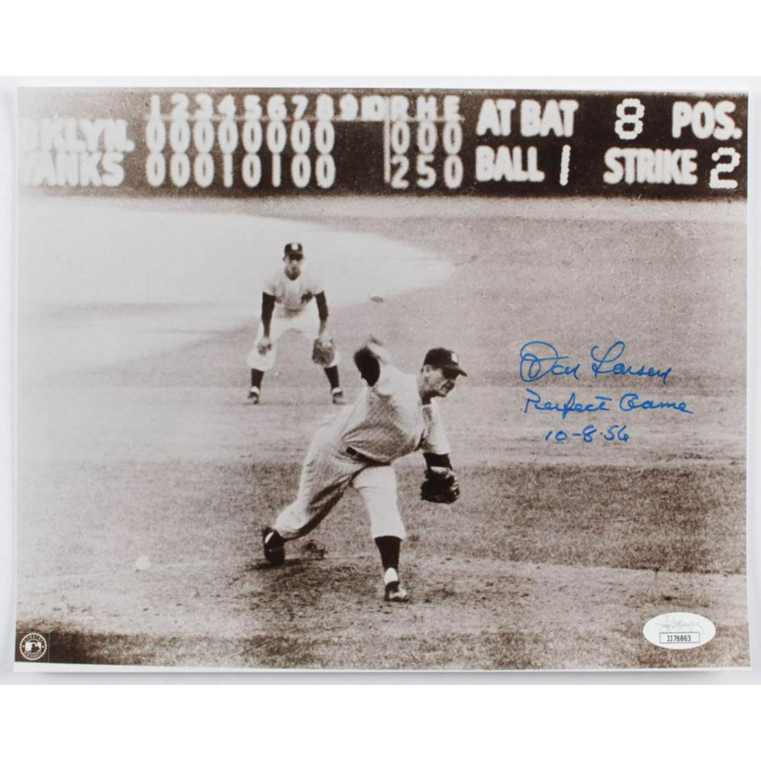 Don Larsen Signed Yankees 1956 World Series 8x10 Photo Inscribed "Perfect Game" & "10-8-56" (JSA (1 of 1)