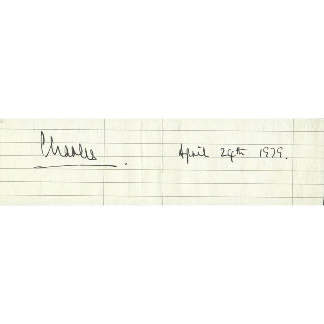 PRINCE CHARLES Signed Hotel Ledger 1979, JSA LOA, Charles, Prince of Wales: PRINCE CHARLES Signed Hotel Ledger 1979, JSA LOA, Charles, Prince of Wales