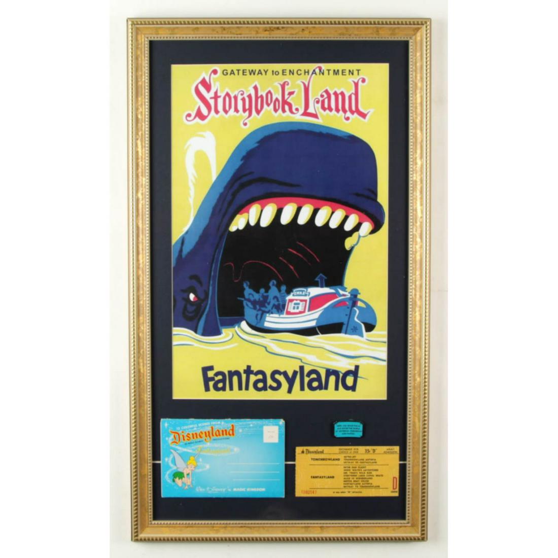 Disneyland "Storybook Land" 15x26 Custom Framed Print Display with 1950's Photo Portfolio, 'D' (1 of 1)