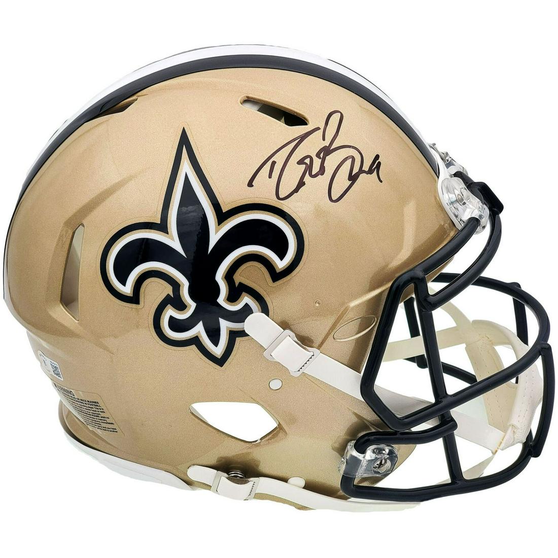 DREW BREES SIGNED SAINTS GOLD FULL SIZE AUTHENTIC HELMET (BAS COA) (1 of 2)