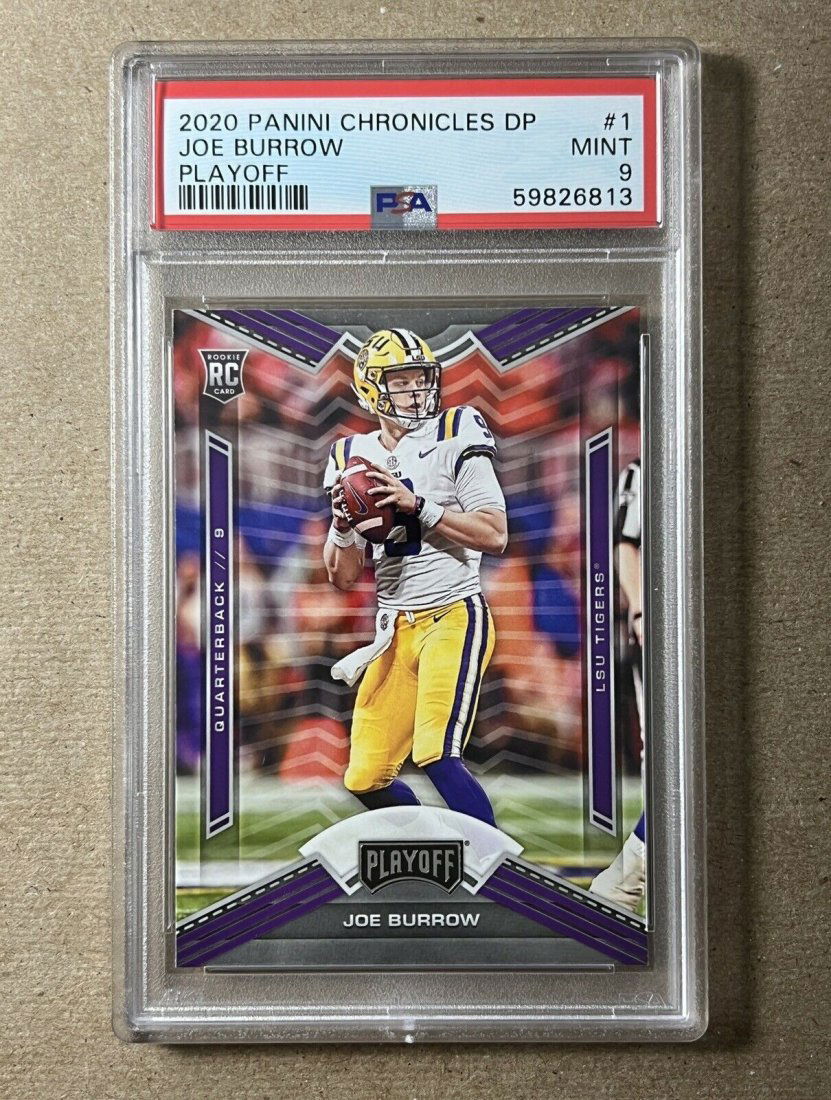 2020 Panini Chronicles DP Joe Burrow Rookie Card Certified Mirror Blue PSA 9 (1 of 1)