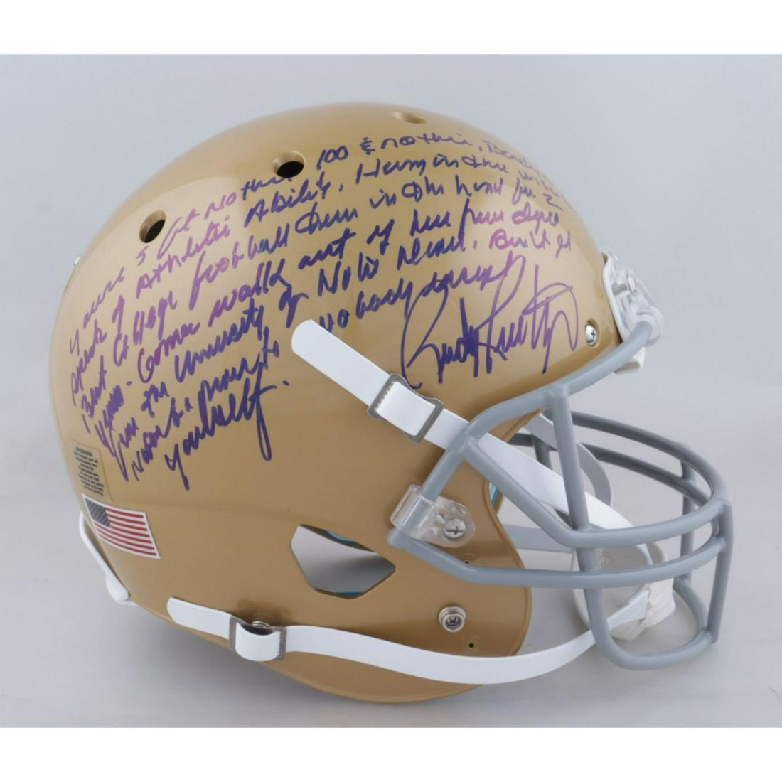 Rudy Ruettiger Signed Notre Dame Fighting Irish Full-Size Helmet With Extensive Inscription (Beckett (1 of 1)