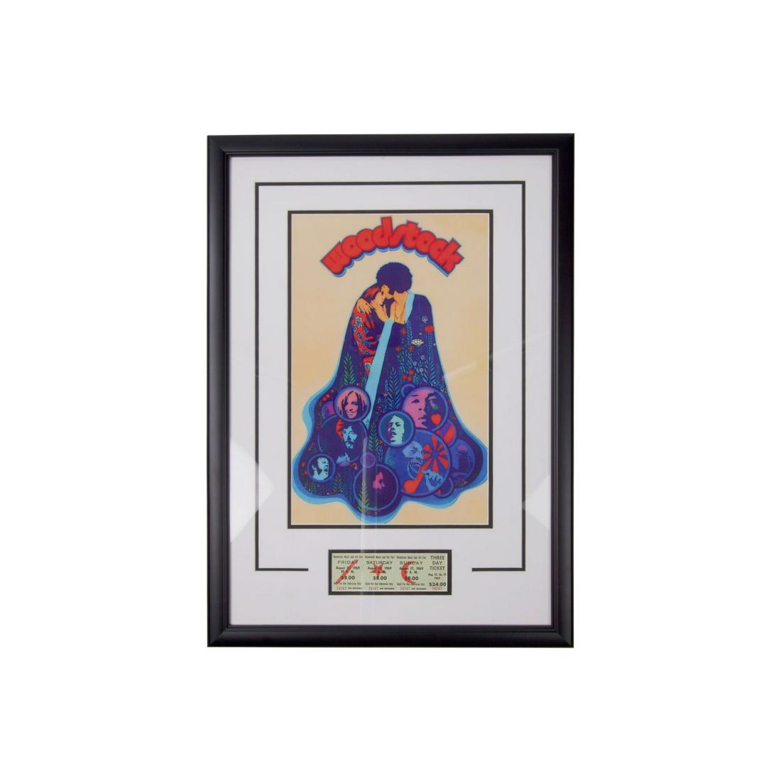 Woodstock 1969 11x17 Framed Poster Photo w/ Original Ticket HENDRIX EDITION (1 of 1)