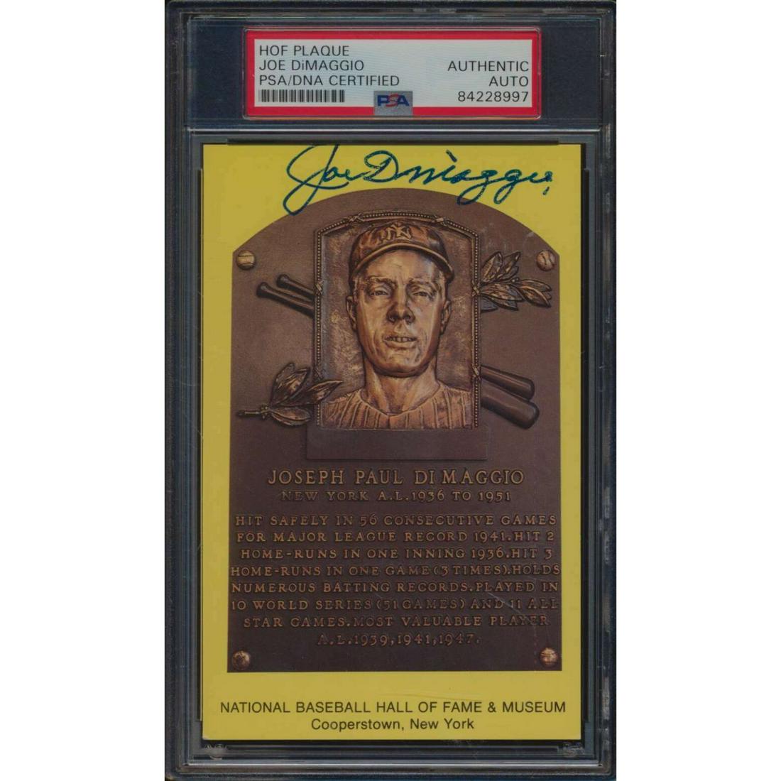 1964 HOF Plaque Joe DiMaggio Signed PSA SLABBED (1 of 1)
