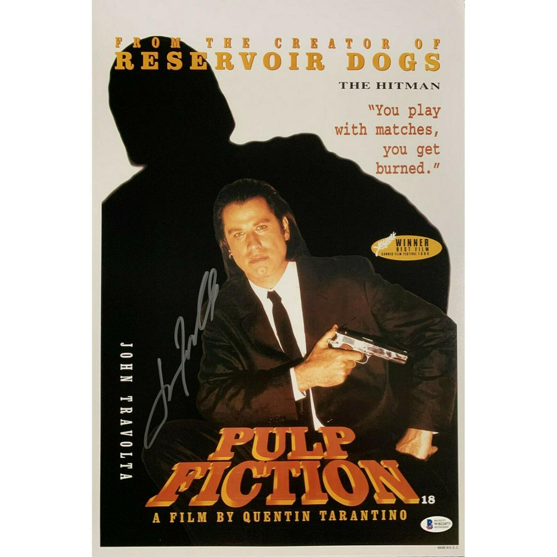 John Travolta Signed 12x18 Pulp Fiction Movie Photo Poster (BAS WIT) (1 of 1)