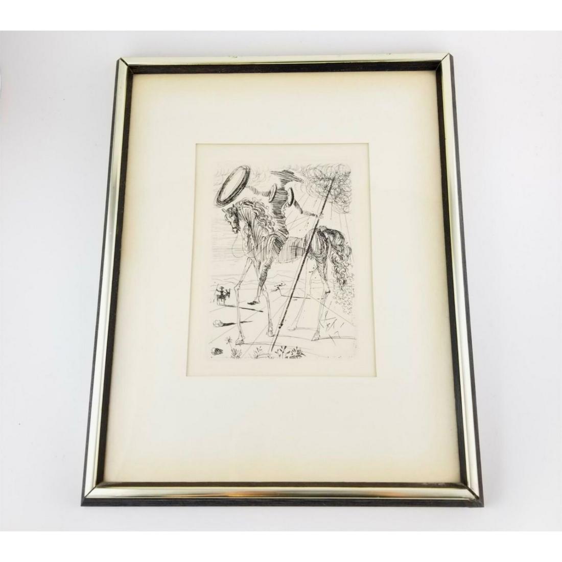 Authentic Salvador Dali Original Etching of Don Quixote Signed in Plate (COA) (1 of 3)