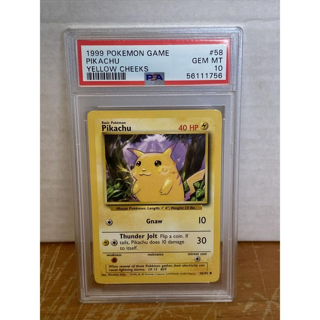1999 Pokemon Game Pikachu Yellow Cheeks #58 PSA 10 (1 of 2)