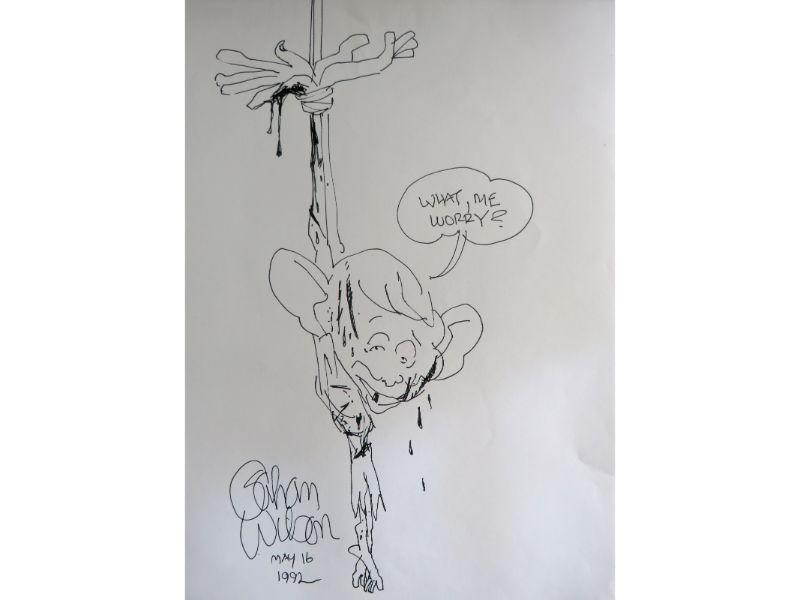 Gahan Wilson signed / autographed large original sketch - MAD's ALFRED E. NEUMAN (1 of 1)